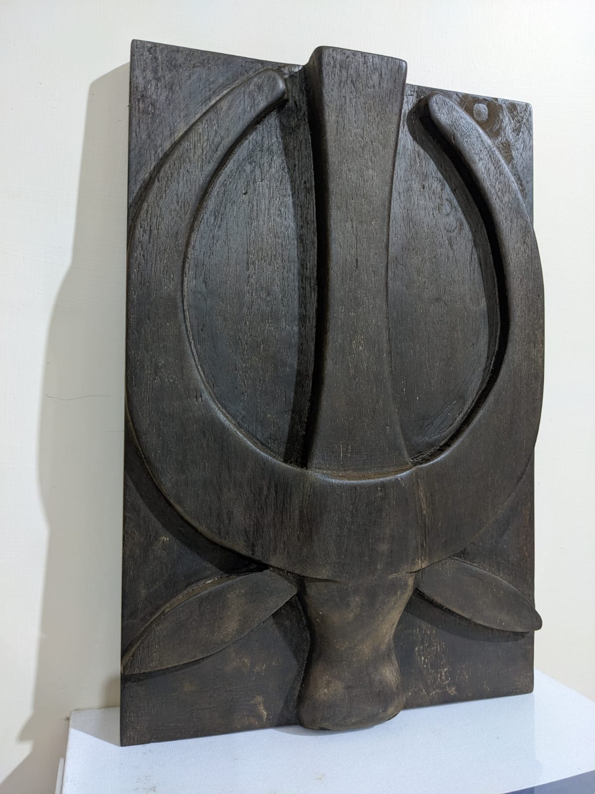 Exotic Naga Gamari Wood Panel Mithun Head Design