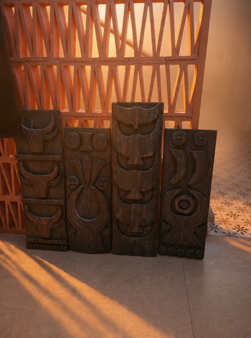 Exotic Naga Gamari Wood Medium Size Panels (Set of 4)