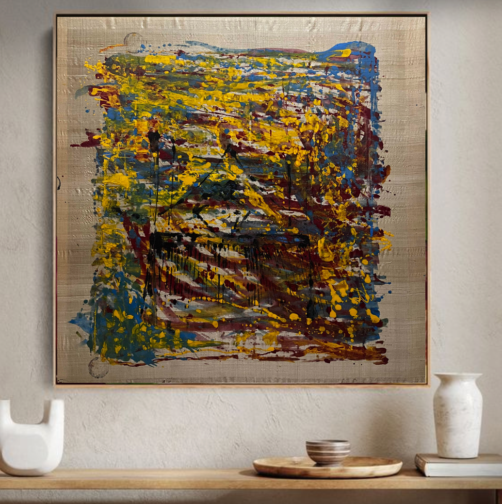 Abstract on Muga Silk Canvas