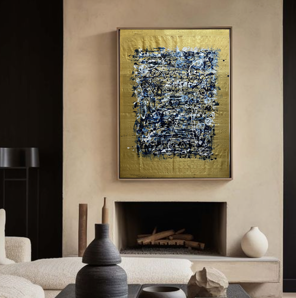 Abstract on Muga Silk Canvas