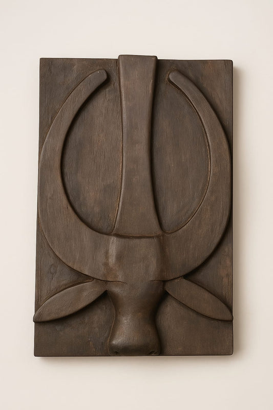 Exotic Naga Gamari Wood Panel Mithun Head Design